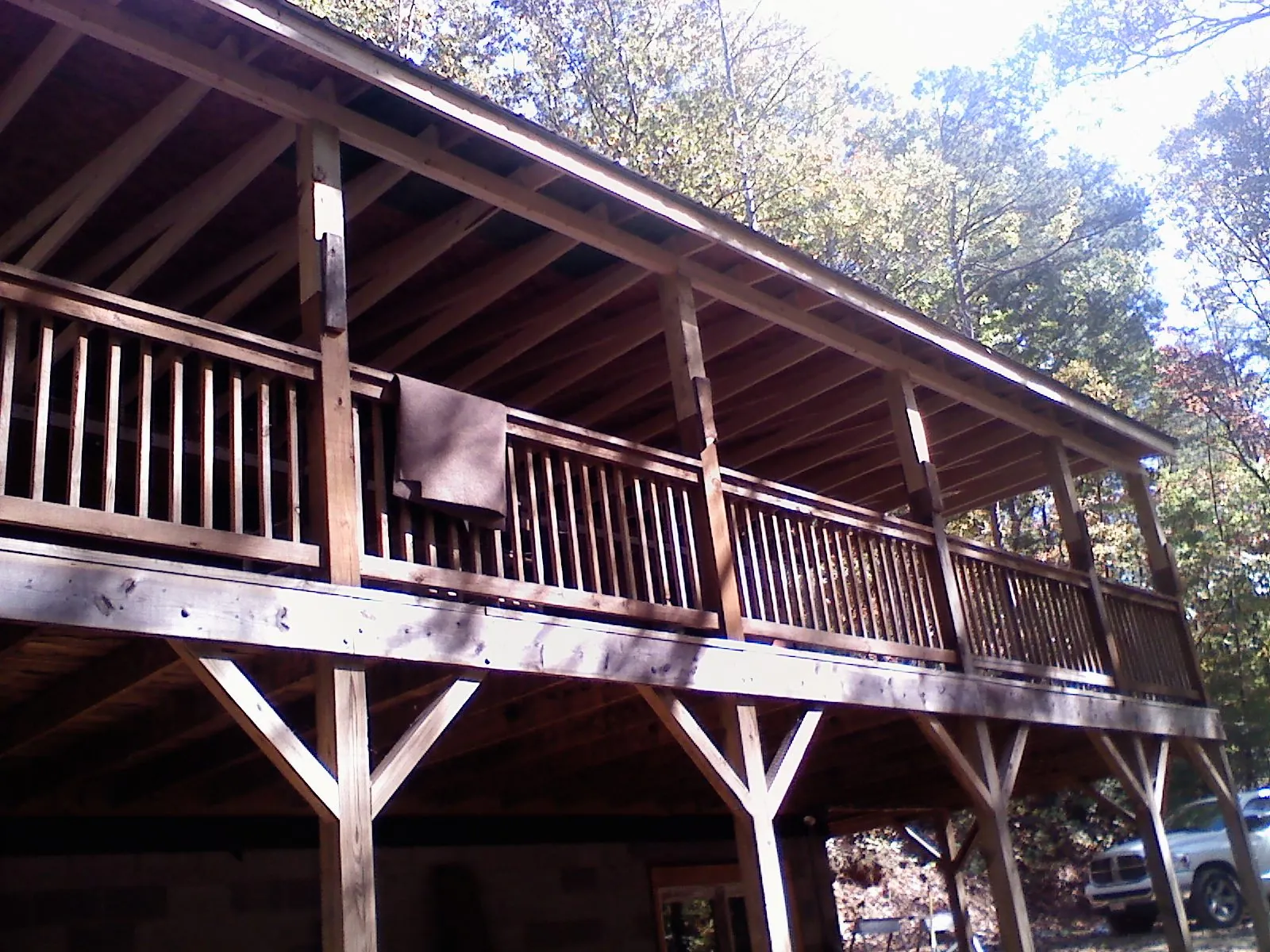 Timber framing under a new elevated porch and deck — Roof Leak Repair in Owenton by Roofing Brothers